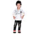 V'KIDS White & Black Printed Shirt Jeans Set for Boys