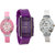 i DIVA'S  Glory Combo Of Three Watches- Pink And White Glory Blue Rectangular Dial Kawa Watch