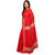 BengalTants Red Coloured Handloom Pataka Cotton Saree
