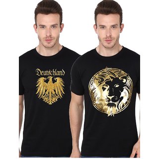 Metallic gold eagle and lion novelty t shirts for men