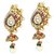 Kriaa by JewelMaze Green And Pink Austrian Stone Kundan Meenakari Pearl Gold Plated Dangle Earrings -AAA0054