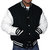 Mens Fashion Genuie White Leather Black Wool Bomber New Style Varsity Jacket
