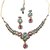 Kriaa by JewelMaze Pink Green Kundan Austrian Stone Gold Plated Necklace Set With Maang Tikka- AAA0007