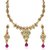 Kriaa by JewelMaze Zinc Alloy Pink And Green Austrian Stone Gold Plated Necklace Set-PAA0059
