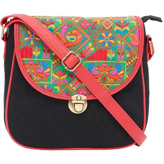 Buy HAQEEBA Black Embroidered Sling Bag Online 550 from ShopClues