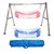 Smart Baby Products Steel Folding Baby Cradle with Red and Blue Color Strawberry Printed Cotton Hammock