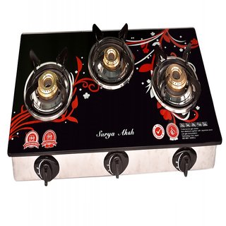 Buy Surya Aksh 3 Burner Auto Ignition Gas Stove Online 2600