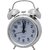 6th Dimensions Quartz Steel Twin Bell Alarm Clock With Light (White Base)