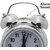 6th Dimensions Quartz Steel Twin Bell Alarm Clock With Light (White Base)