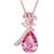 Om Jewells 18k Rose Gold Plated Pink Austrian Crystal Flower Pendant Necklace for Girls and Women PD1000817