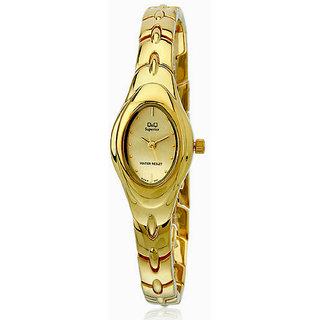 Buy Q Q Superior Series R363 010Y Golden Golden Analog Watch