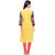 Mytri Women Yellow  Printed Rayon 3/4th Sleeves  Kurta