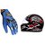 Combo Blue Knighthood Gloves +Stylish ISI Mark Helmet
