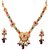 Kriaa by JewelMaze Red And Green Pota Stone Gold Plated Austrian Stone Necklace Set -PAA1110