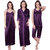 Claura Women's Nighty with Robe, Top and Capri