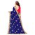 CRAZYDDEAL Blue  Red Georgette Embroidered Saree With Blouse