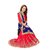 CRAZYDDEAL Blue  Red Georgette Embroidered Saree With Blouse