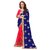 CRAZYDDEAL Blue  Red Georgette Embroidered Saree With Blouse