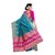 London Beauty Women's Banarasi Silk Rama And Pink Flower Saree