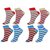 Combo of 8 Pair Womens Striped Cotton Ankle Socks Assorted Multicolour
