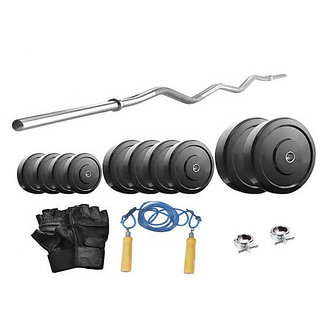 Protoner  16 Kg With 3 Feet Curl Rod Home Gym Package For Beginners