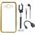 Samsung J7 2016 ( J7-6 ) Chrome TPU Back Cover with Golden Electroplated Edges with Free Selfie Stick, Earphones and OTG Cable