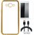  Chrome Tpu Back Cover for Moto E3 Power with Golden Electroplated Edges with Free Tempered Glass and  Cable