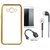  Chrome Tpu Back Cover for  J5 Prime SM-G570F with Golden Electroplated Edges with Tempered Glass s and OTG Cable