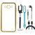 Chrome Tpu Back Cover for   5S with Golden Electroplated Edges with Free Selfie Stick s  LED Light and  Cable