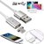 3Keys Metal Magnetic 2 in 1 Lightning to Micro USB Sync Charge Cable Cord Charger with Aluminum Connector for Select And