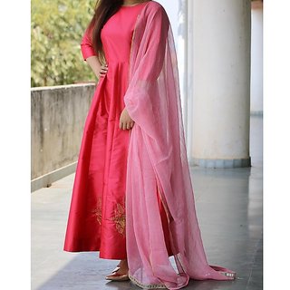 pink long anarkali dress