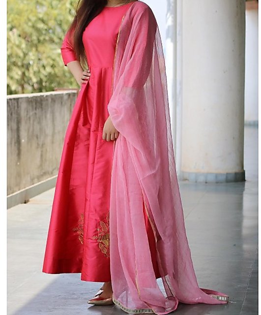 plain long anarkali suit