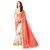 JHMart Red  White Georgette Embroidered Saree With Blouse