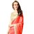 JHMart Red  White Georgette Embroidered Saree With Blouse