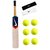 Popular Willow Cricket Bat (Full Size) with Free Tennis Balls (6 Pcs.)  Head Bands (1 White + 1 Black)