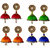 Handmade Silk Thread Lawn Green Red Orange and Navy Blue Dangler Jhumka Earrings combo Set 001