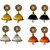 Handmade Silk Thread Leamon Yellow Black White and Orange Dangler Jhumka Earrings combo Set