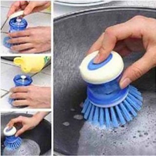 Kudos Kitchen Plastic Scrubber Liquid Soap Dispensing Cleaner Palm Pump Brush (Pack of 1)