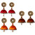 Handmade Silk Thread Red Metalic Brown and Orange Dangler Jhumka Earrings combo Set