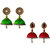 Handmade Silk Thread Lawn Green and Red Dangler Jhumka Earrings combo Set 1