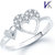 VK Jewels Double Heart (CZ) Rhodium Plated Ring - FR1025R