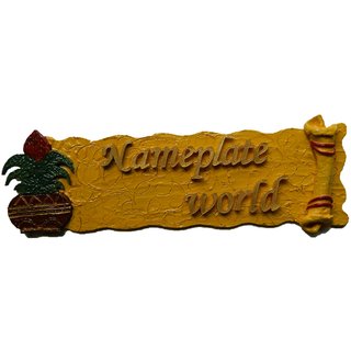 Buy Designer Name Plate For Home Yellow Blossom Wooden Nameplate