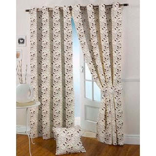 Presto Coffee Colour Jacquard Eyelet Long Door Curtains(9Ft)-ICGJ22F9