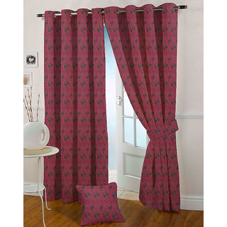 Presto Dark Pink Colour Jacquard Eyelet Long Door Curtains(9Ft)-ICSA17F9