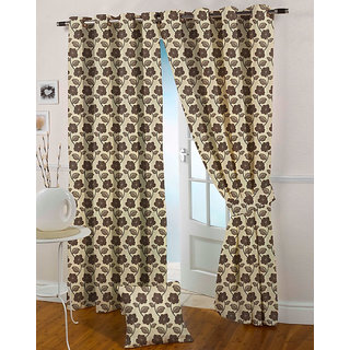 Presto Coffee Colour Jacquard Eyelet Long Door Curtains(9Ft)-ICVR02F9