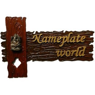Buy Designer Name Plate For Home Brown Blush Wooden Nameplate By