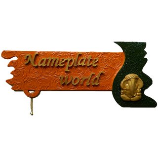 Buy Designer Name Plate For Home Divine Saffron Wooden Nameplate By Nameplateworld Online 1979 From Shopclues
