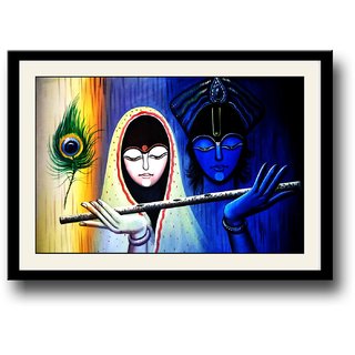 Buy Radha Krishna Holding Flute framed wall painting Online @ ₹589 from  ShopClues