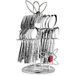 Pogo Myra Stainless Steel Cutlery Set With Stand 25 Pcs