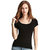 Black Plain Round neck T shirts for women